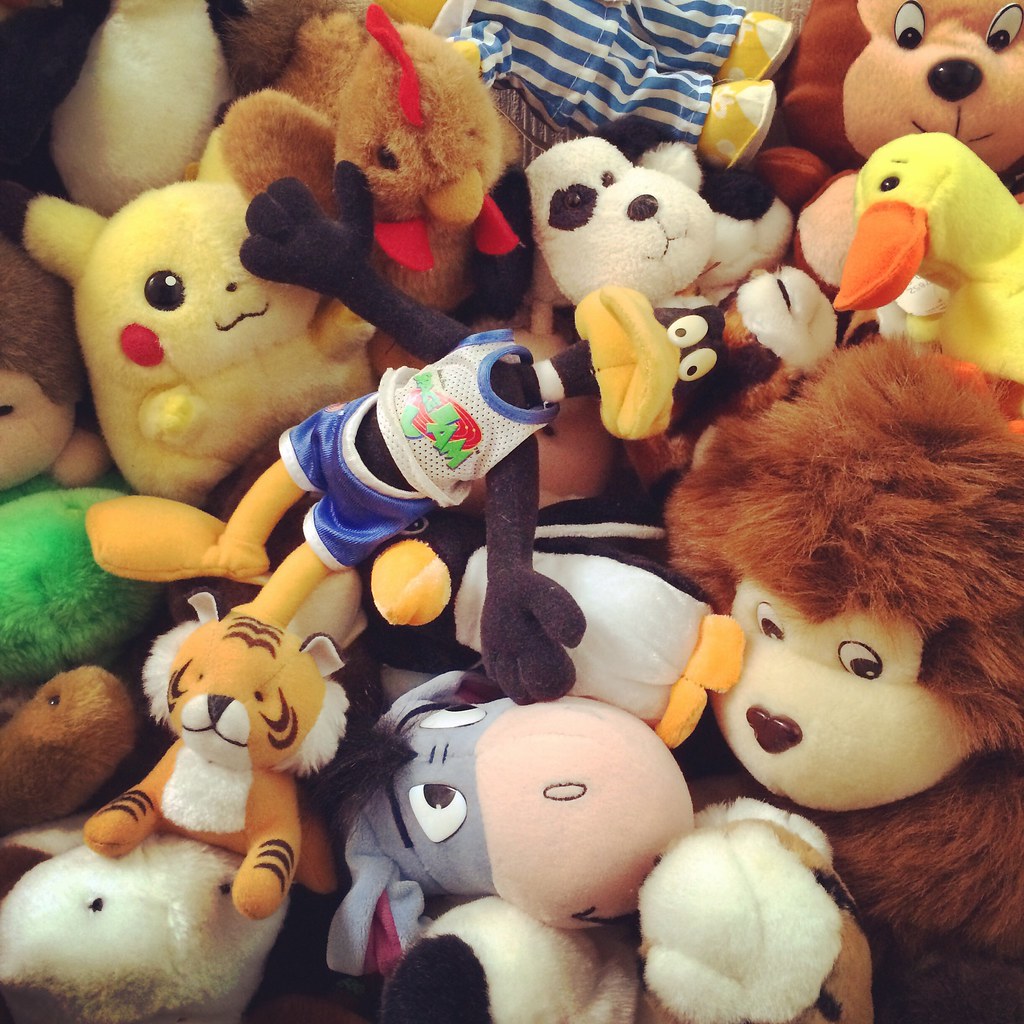 A big bundle of assorted plush toys